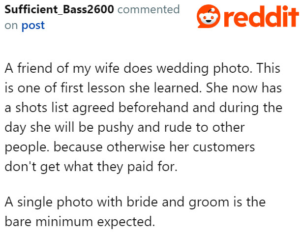 The photographer didn't even get to deliver the bare minimum of their service.