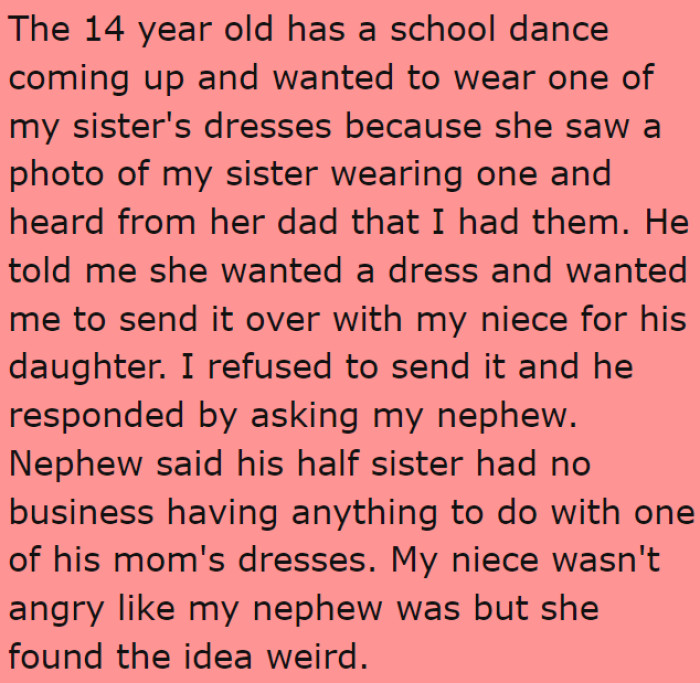 The OP's brother-in-law has a daughter whose school dance is coming up.