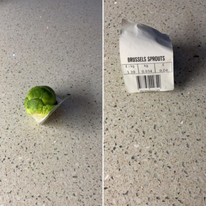 19. “Ordered one Brussels sprout instead of 1kg! Need to cut it into four to go around!”