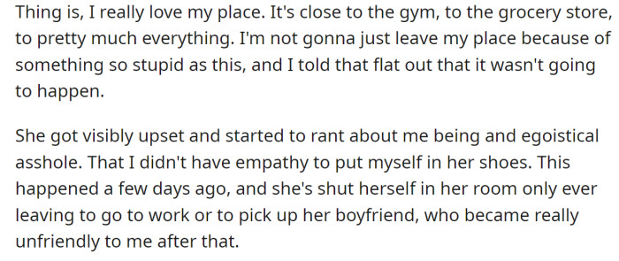 The OP refused her request immediately, prompting her to get mad and start calling him names: