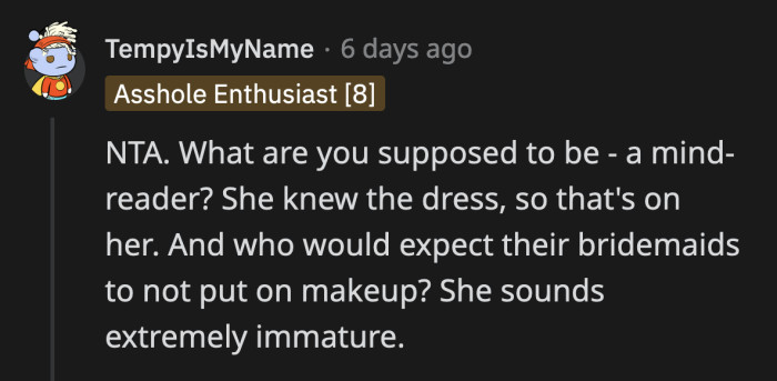 What was OP supposed to do? She would have been better off not attending the wedding.