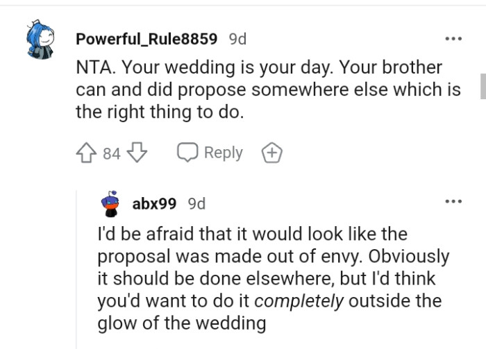 OP's Brother Can and Did Propose Somewhere Else