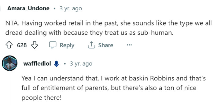 People who worked in retail say: