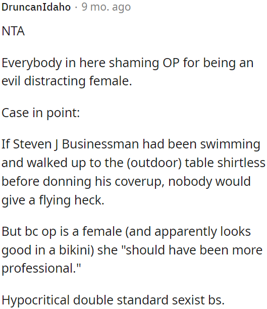 This is a double standard and sexist behavior.