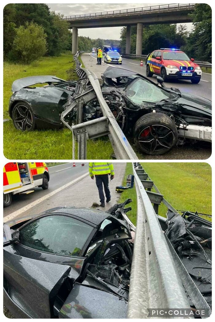 "Yesterday On A German Highway - 62-Year-Old Man Scraps His McLaren - Only Slightly Injured But Damage 250,000 Euros"