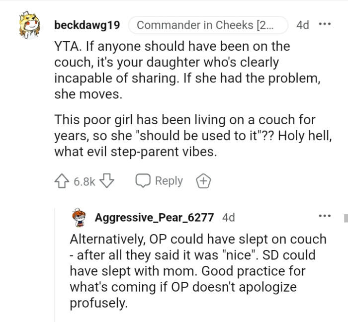 This poor girl has been living on the couch for years, and so what?