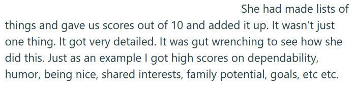 She had given the OP and her former FWB scores out of 10.