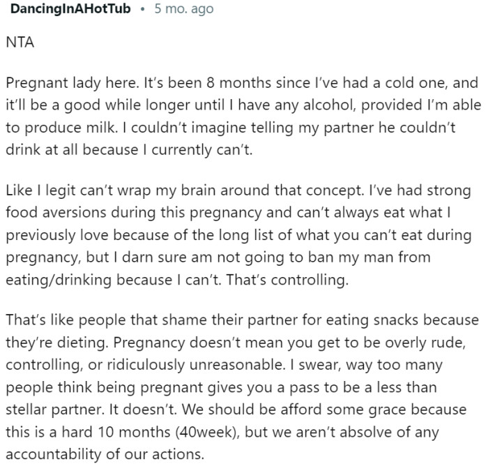 Pregnant Redditor says: