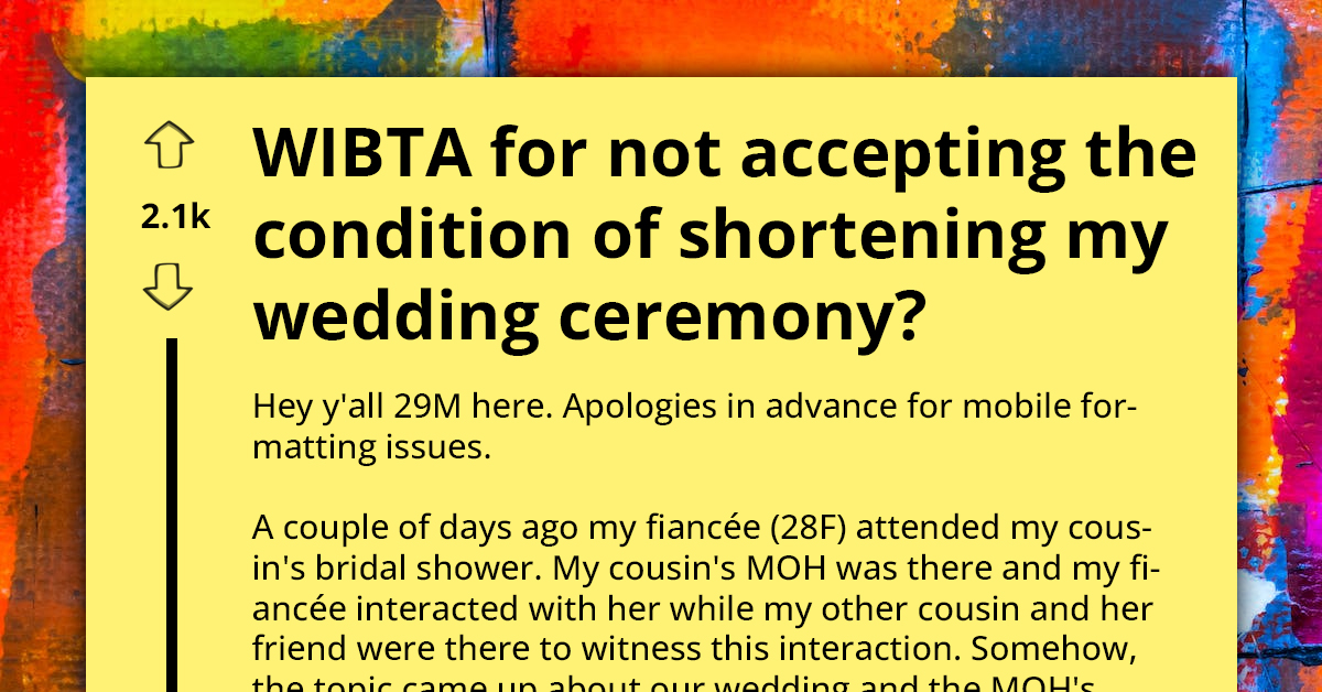Couple Refuses to Shorten Their Wedding Ceremony to Accommodate Another Couple Who Wants Their Date, Gets Told to Be the Bigger Person
