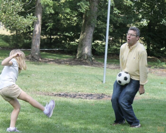 "At A Family Birthday Party, I Thought I Would Do The Fatherly Thing And Play A Little Soccer With My Daughter"