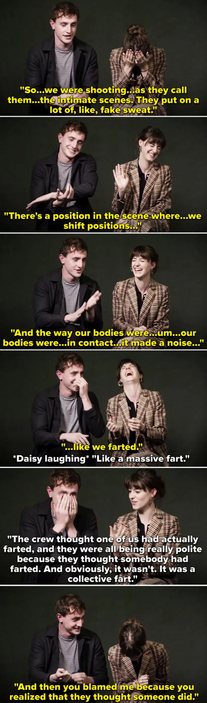 17. When Paul Mescal told a story about filming a sex scene with Daisy Edgar-Jones during Normal People.