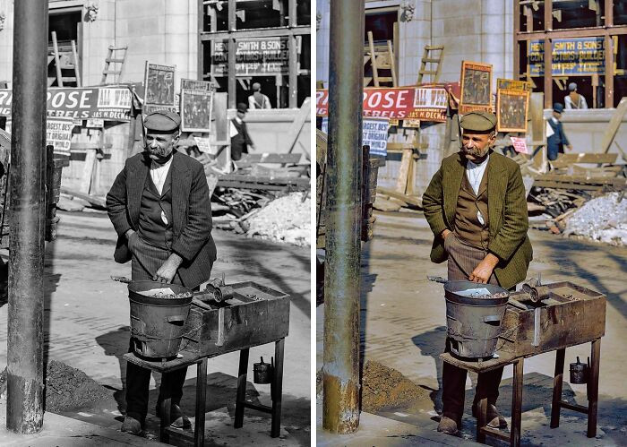 A chestnut vendor, Baltimore, Md. Photographed in 1905.