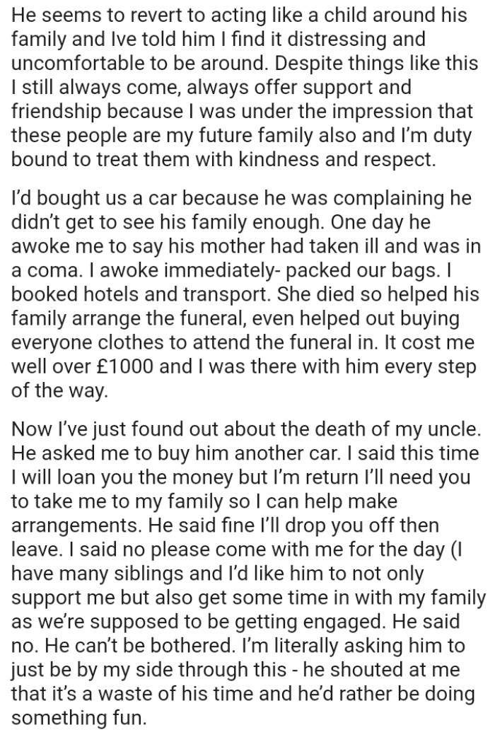 Helping his family arrange the funeral