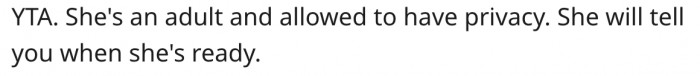 19. Her sister may still tell her one day.