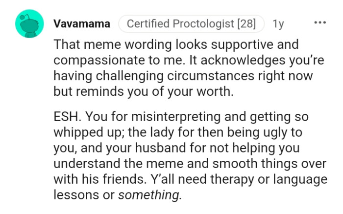 This Redditor believes the wording looks supportive