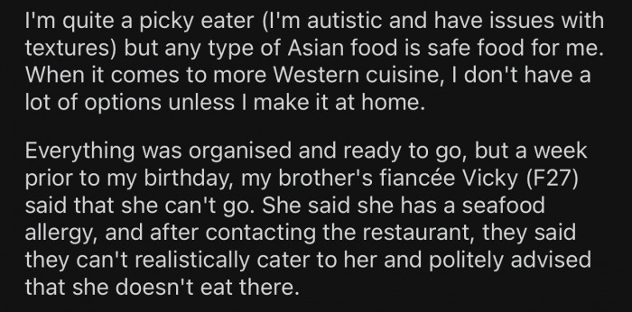 OP is autistic and has an issue with food texture.