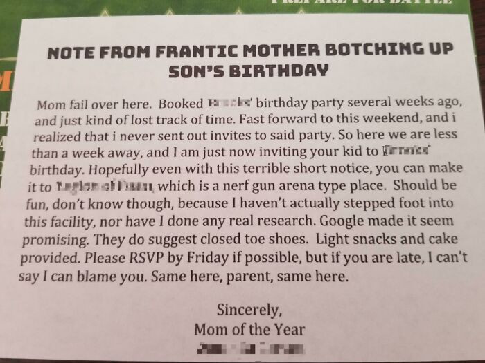 19. This Mom's Truthful Invitation Is Hilarious and Refreshing.