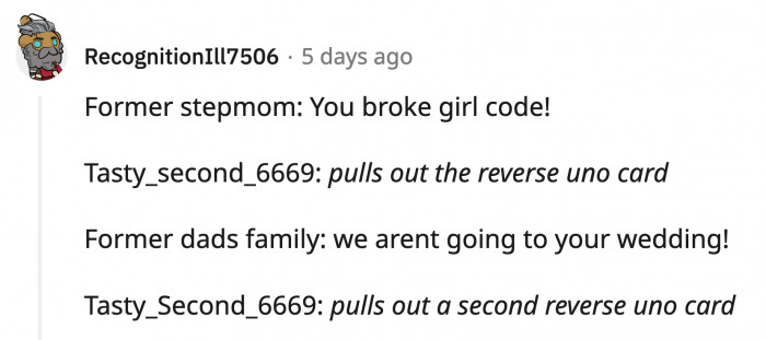 They really thought they were taking something away from OP