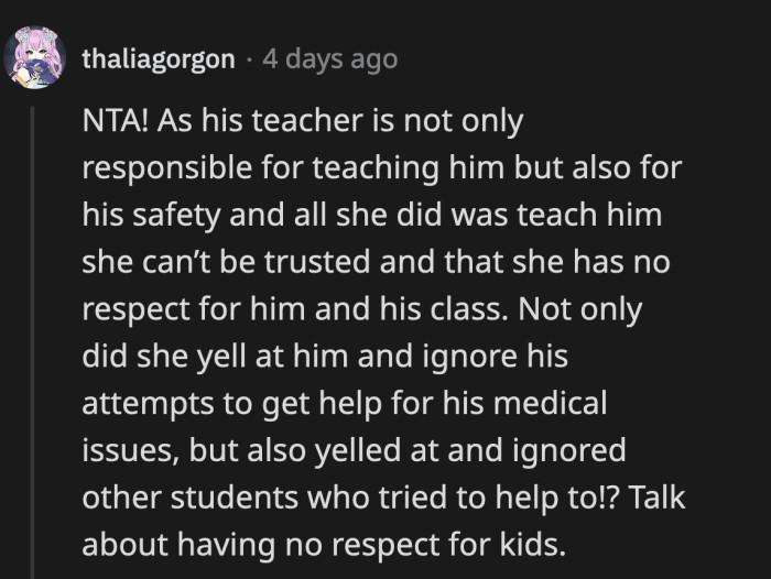 The situation shed light on how the teacher viewed her students