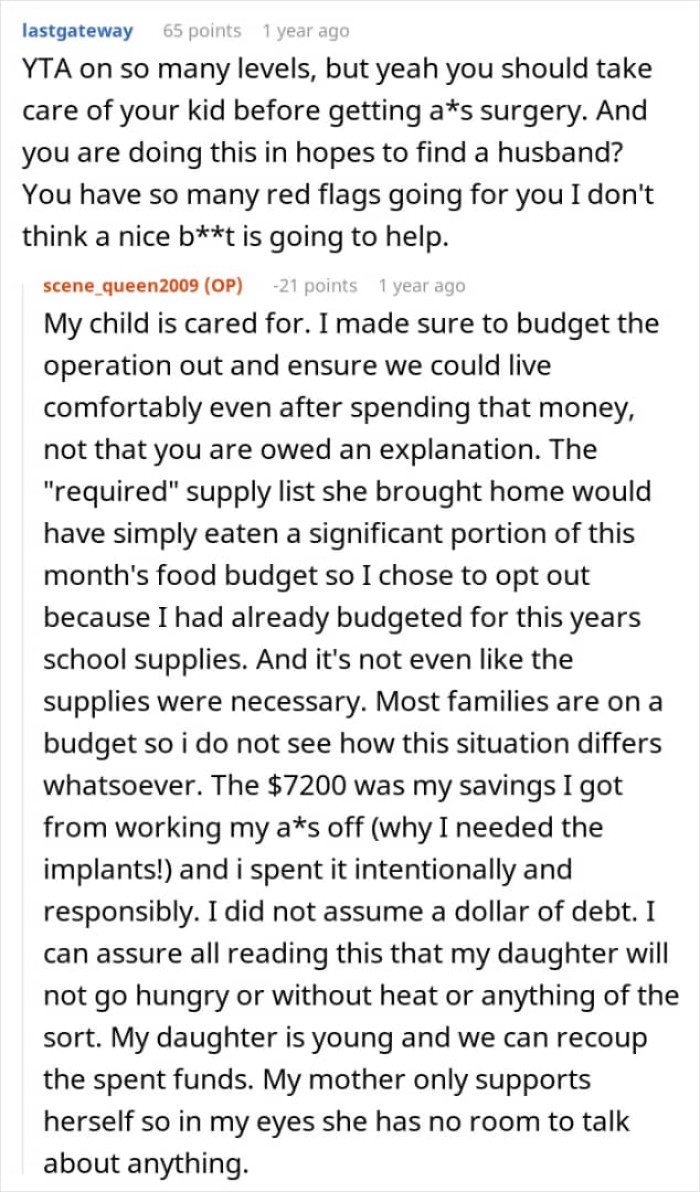 OP says her child is cared for