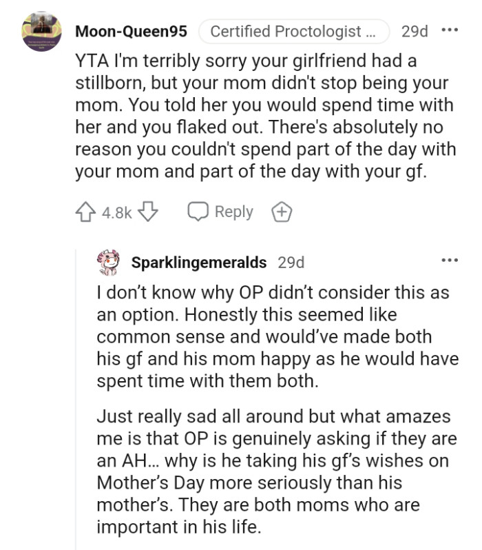 There's No Reason the OP Couldn't Spend Part of the Day with His Mom