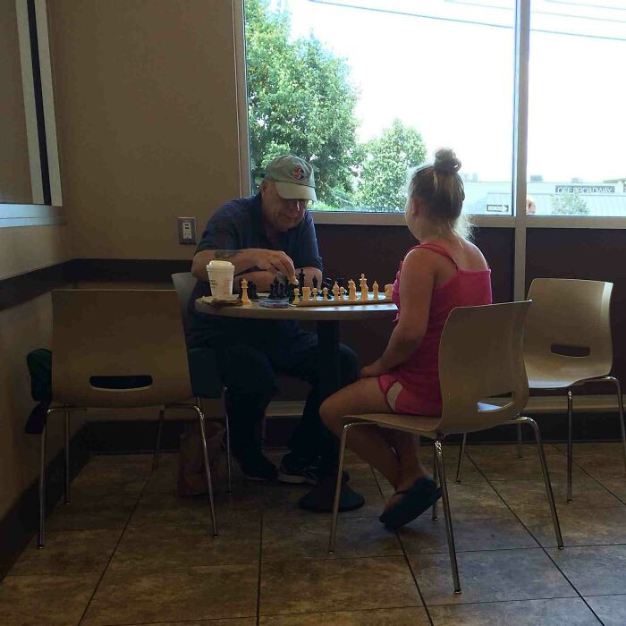 3. Every day, without fail, I spot this gentleman at Dunkin' Donuts engrossed in a game of chess, patiently imparting his wisdom to youngsters and teaching them the intricacies of the game.