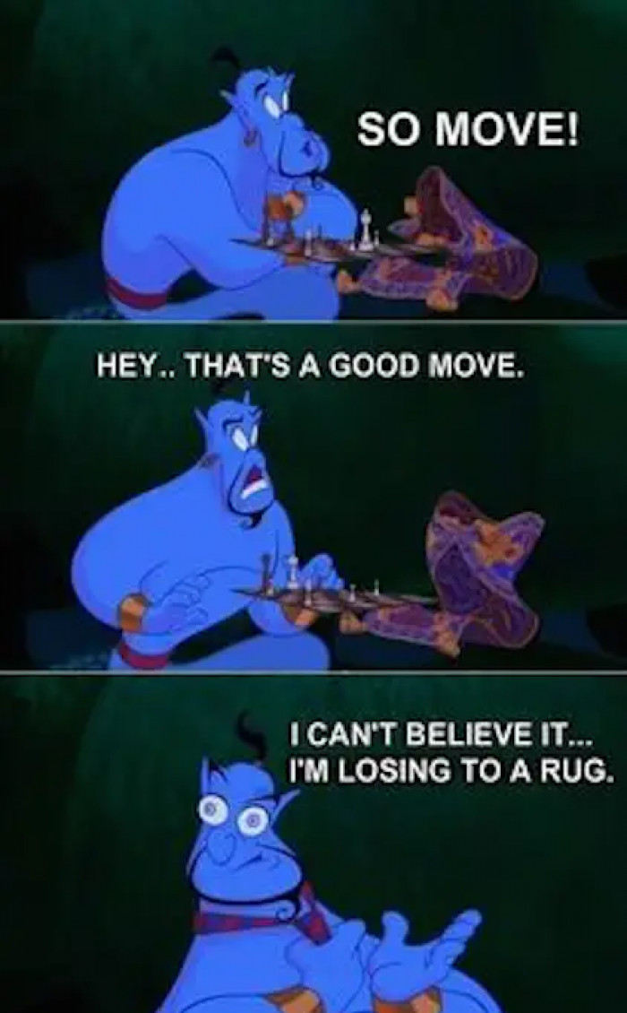 49. In Aladdin, when Genie and the magic carpet played chess