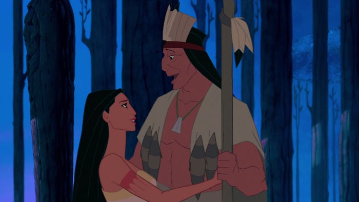 9. Pocahontas and Chief Powhatan