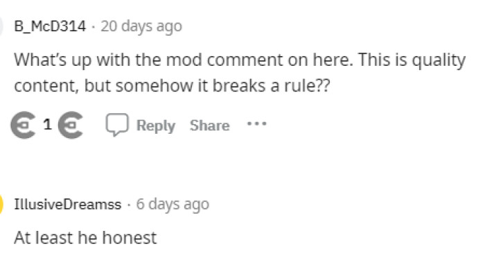 There were a couple of other random comments on this post that we wanted to feature, but it's clear that people were on the same page here and were taken aback by the request.