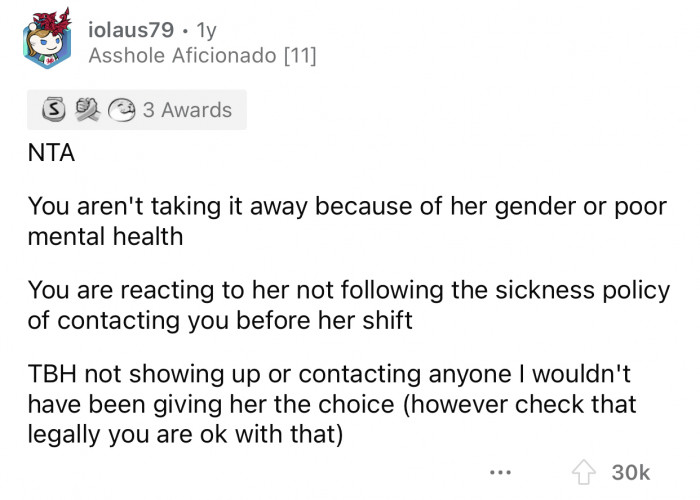 OP was kind to give their employee a choice.