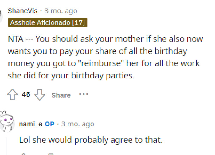 People were joking in the comments, but it seems like OP said that their mom would probably be up for that.
