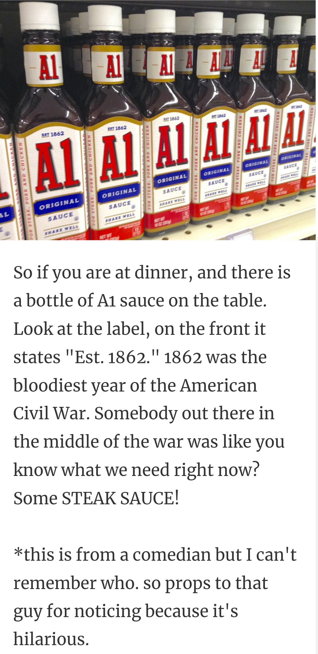 37. A bottle of A1 sauce