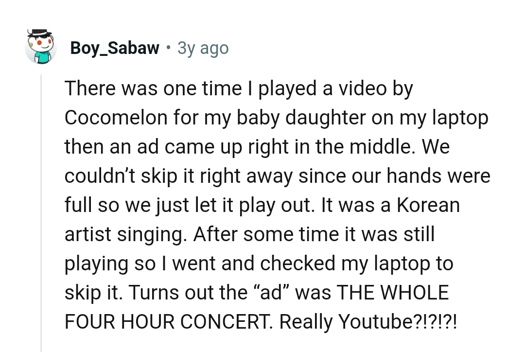 This Redditor shares their own story of a YouTube ad, and it wasn't funny