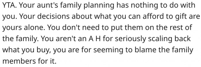 20. Her aunt's family planning isn't her business.