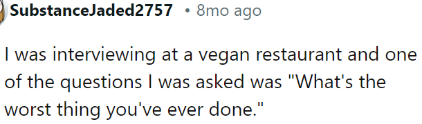 Interview for a vegan restaurant.