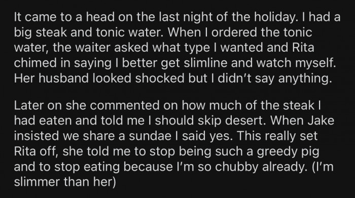 Rita's comments didn't seem like they were ever going to stop.