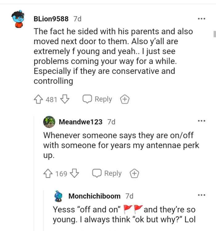 This Redditor just sees problems coming the OP's way for a while