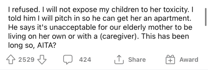 The OP refused, but now she's wondering if she's the a**hole here.