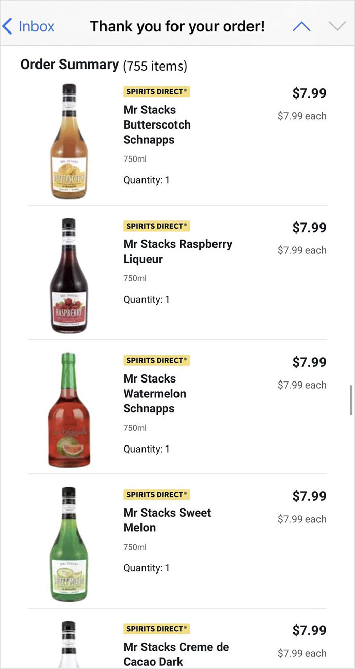 Here are the screenshots of the order: