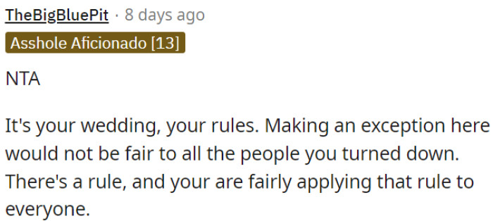 No exceptions, fairness to all