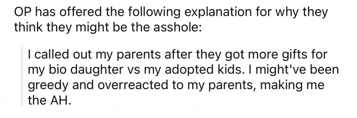 OP thinks she might potentially be the a-hole for the following reason: