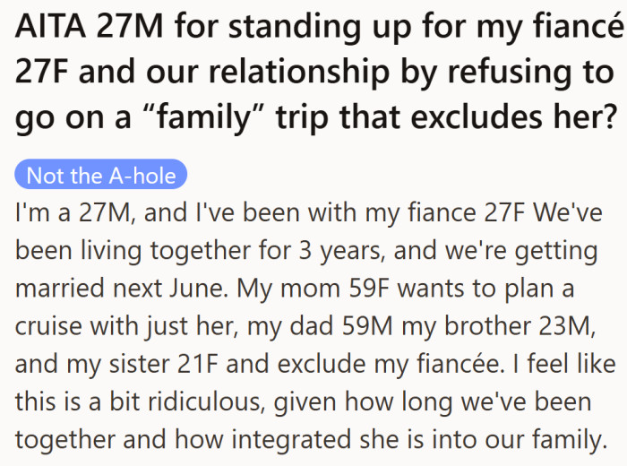 Right from the start, he makes it clear this isn’t just about a vacation—it’s about how his mother defines family.