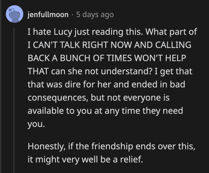 We can only wait for any updates from OP on whether their friendship survives this ordeal