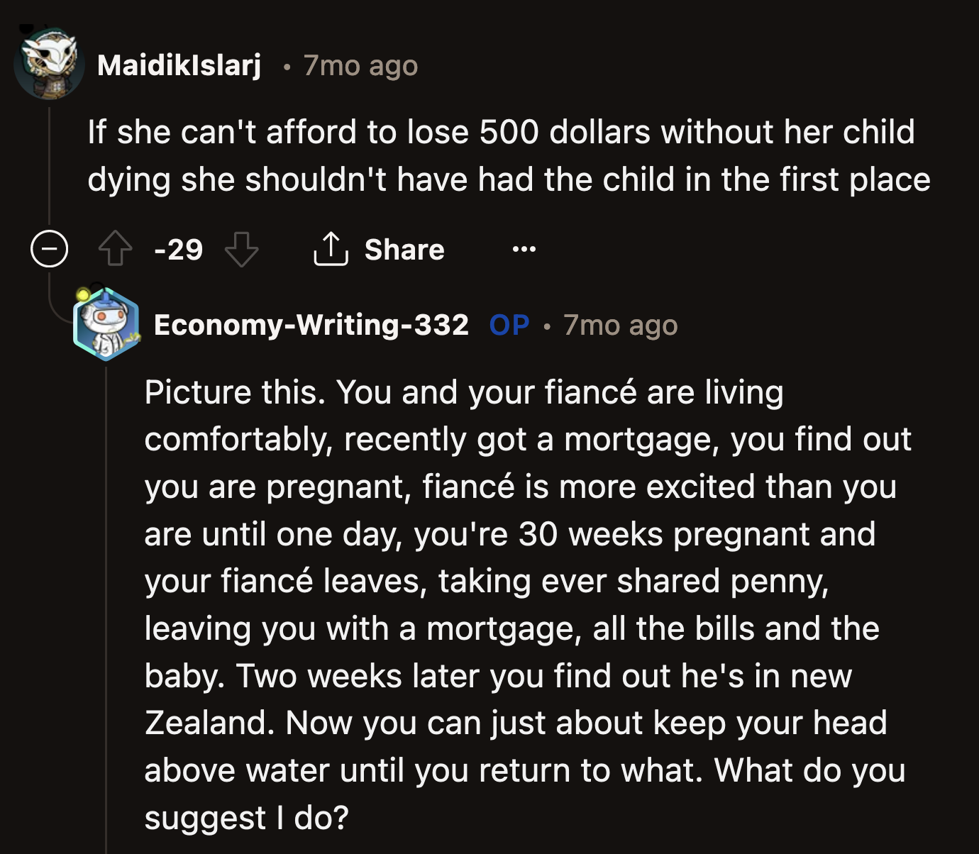 Someone said she shouldn't have had a baby in the first place if she couldn't afford to replace the formula at a moment's notice.