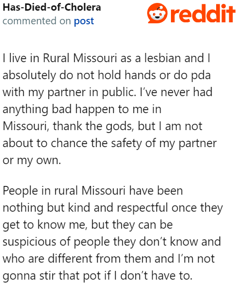 A Lesbian Redditor Also Believes That Safety Should Be the Priority. She Doesn't Want to Risk the Safety of Her Partner.