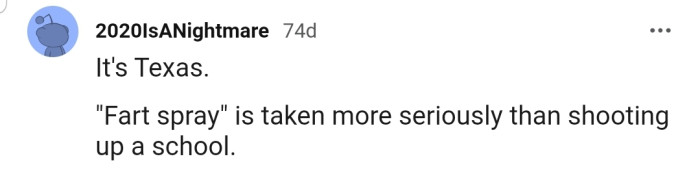 Does Texas Really Take Fart Spraying More Seriously Than School Shooting?