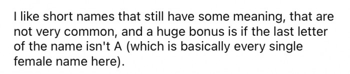 She said she struggled to find a girls' name that she liked.