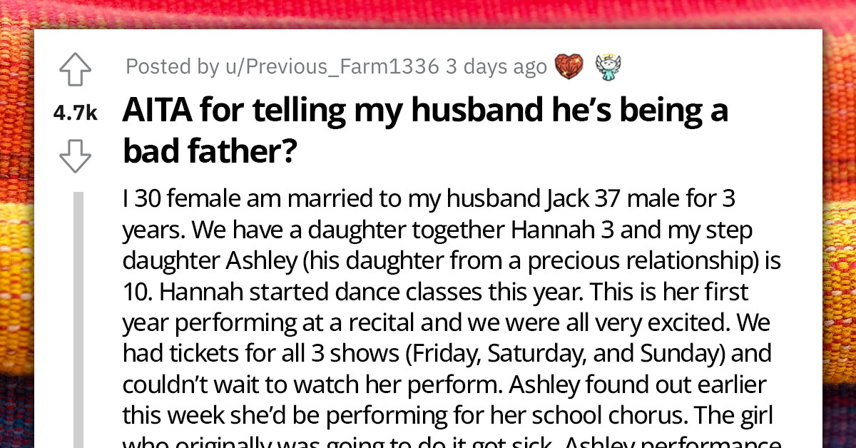 Woman Calls Out Her Husband's Favoritism of Their Daughter Over Her Stepdaughter, Redditors Back Her Up