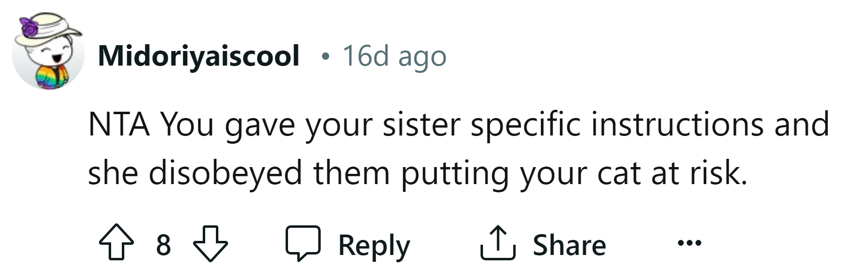 She disobeyed specific instructions.