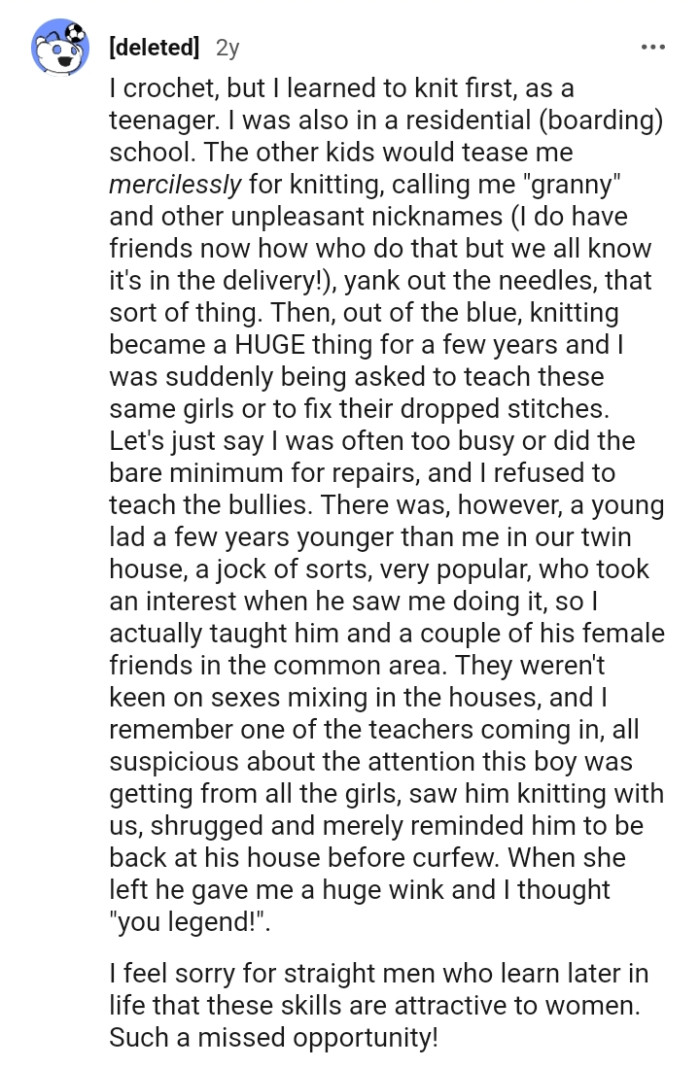 This Redditor has a similar crocheting story to share